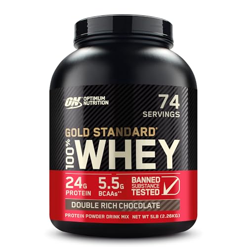 Optimum Nutrition Gold Standard 100% Whey Protein Powder, Double Rich Chocolate, 5 Pound (Packaging May Vary) Optimum Nutrition