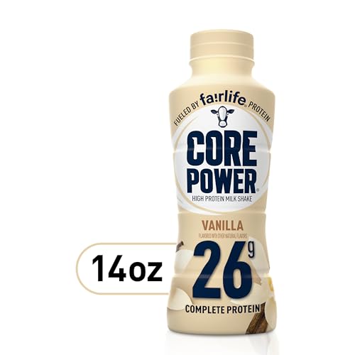 Core Power Fairlife 26g Protein Milk Shakes, Ready To Drink for Workout Recovery Liquid, Vanilla, 14 Fl Oz Bottle, kosher (Pack of 12) Core Power