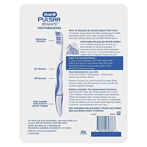 Oral-B Pulsar Vibrating Bristles Toothbrush, Medium, 4 Pack (Colors May Vary) Oral-B