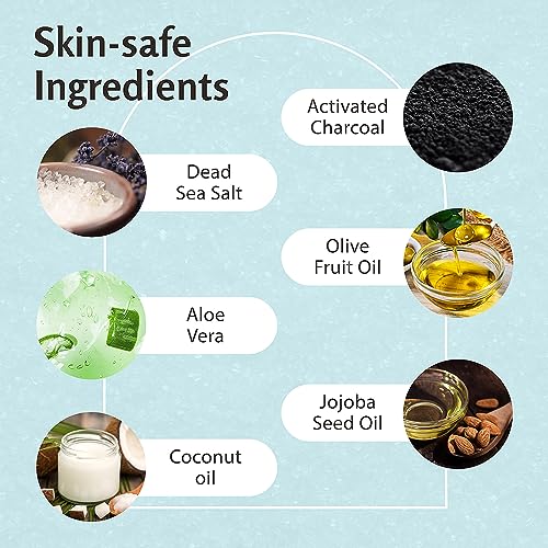 Charcoal Scrub Face Foot & Body Exfoliator Infused with Collagen and Stem Cell Natural Exfoliating Salt Body Scrub for Toning Skin Cellulite Skin Care Body by M3 Naturals M3 Naturals