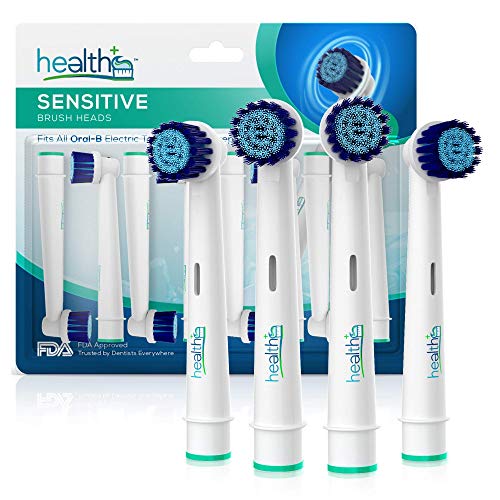 Compatible with Oral-B Electric Toothbrush Sensitive Replacement Head Generic - 8-Pack | Gentle-Action Tooth Brush Heads with Dupont Bristles | Sensitive Gums & Teeth & Gentle Whitening Action | Braun health+