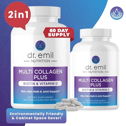 DR. EMIL NUTRITION Multi Collagen Peptides Plus Biotin and Vitamin D - Biotin and Collagen Supplements for Hair Skin and Nails - Biotin Pills for Hair Growth, 60 Servings DR. EMIL NUTRITION